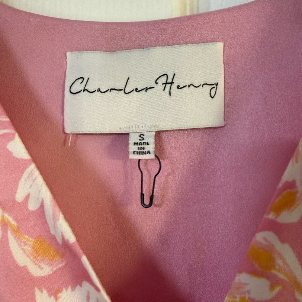 Charles Henry Pink Floral Wrap Mini Dress - Picture 9 of 14